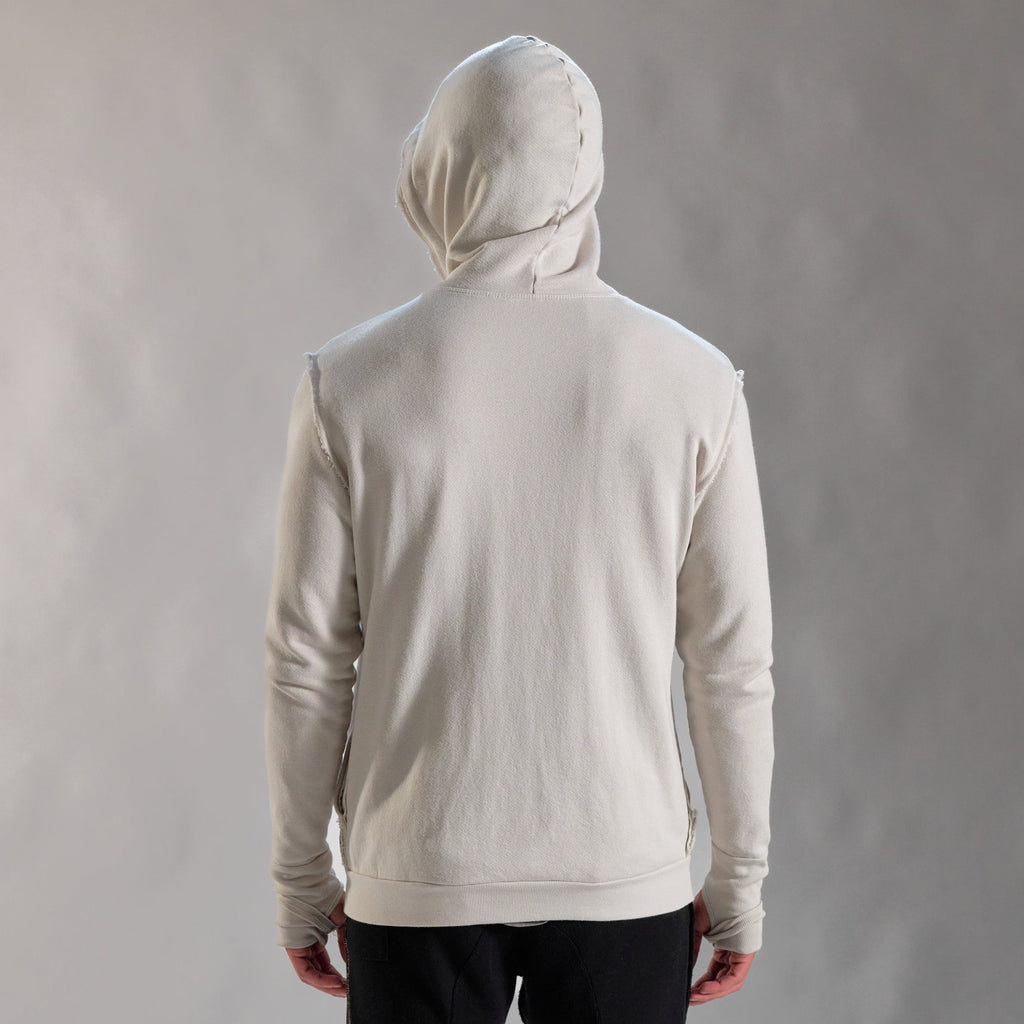 RAW ZIP HOODIE / WHITE STONE