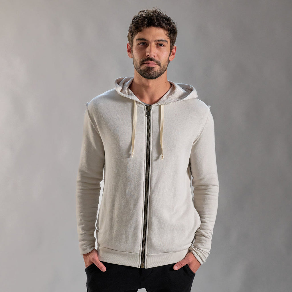 RAW ZIP HOODIE / WHITE STONE